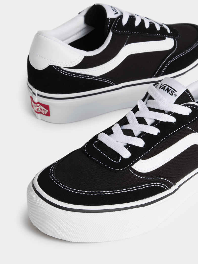 Vans Women's Brooklyn LS Platform Black White Canvas Sneakers - Stylish & Comfy