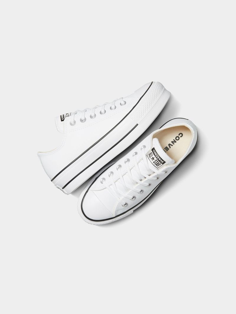 Chic Converse Women's All Star Lift Leather Platform White Sneakers