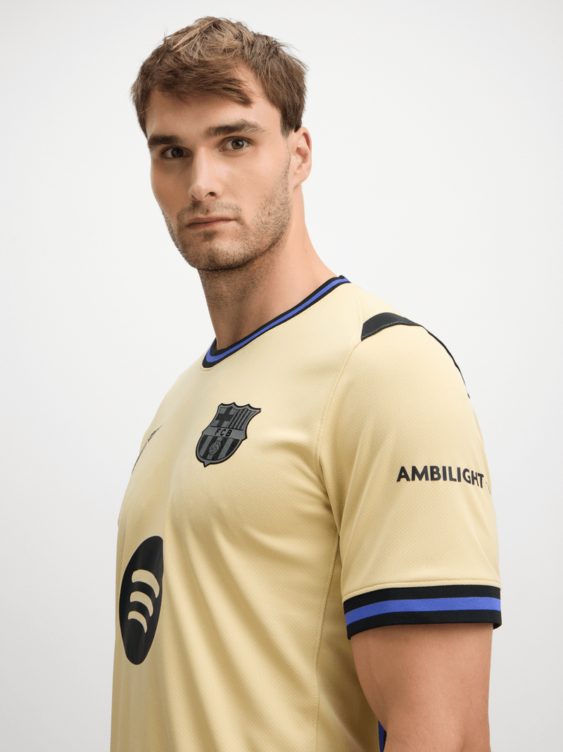 Nike Men's Barcelona Away 25/26 Gold Purple Black Stadium Soccer Jersey