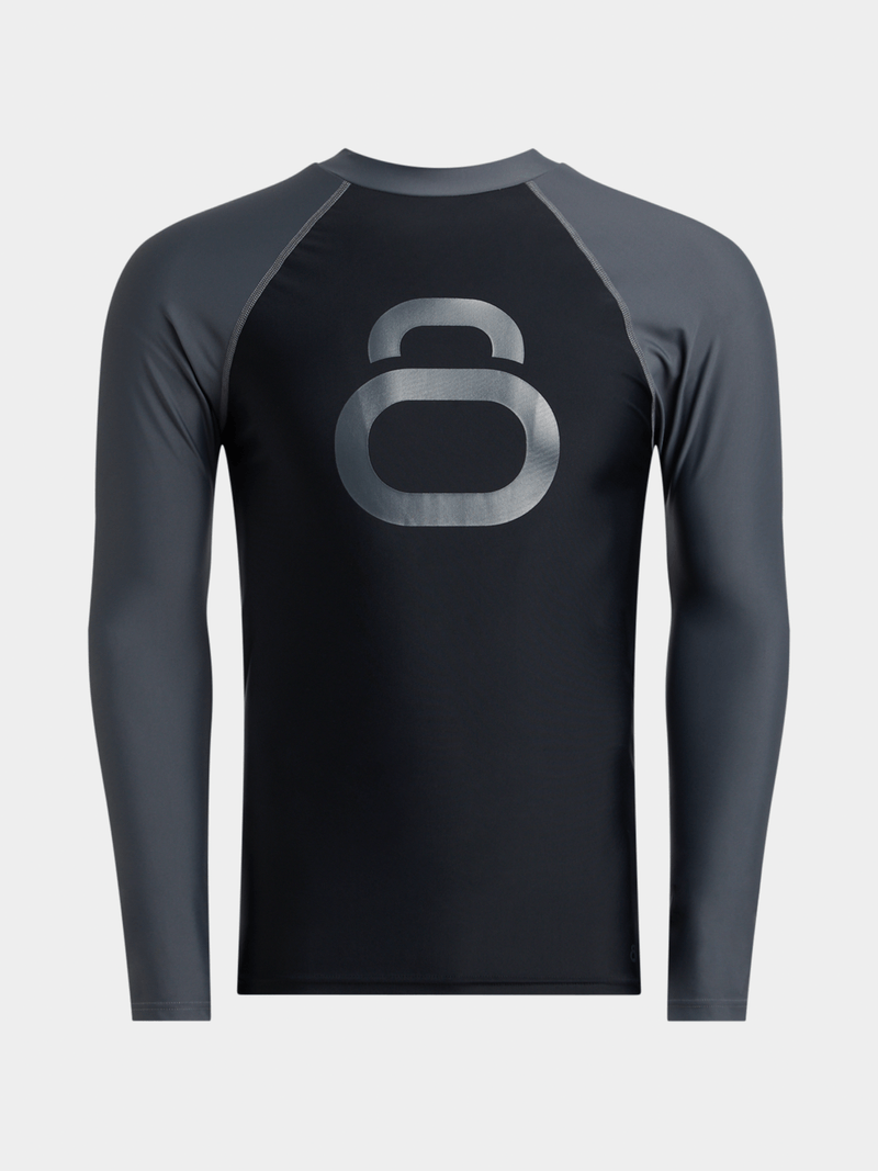 Adventure-Ready Men's Long Sleeve Grey/Black Rash Vest - UV & Anti-Chafe