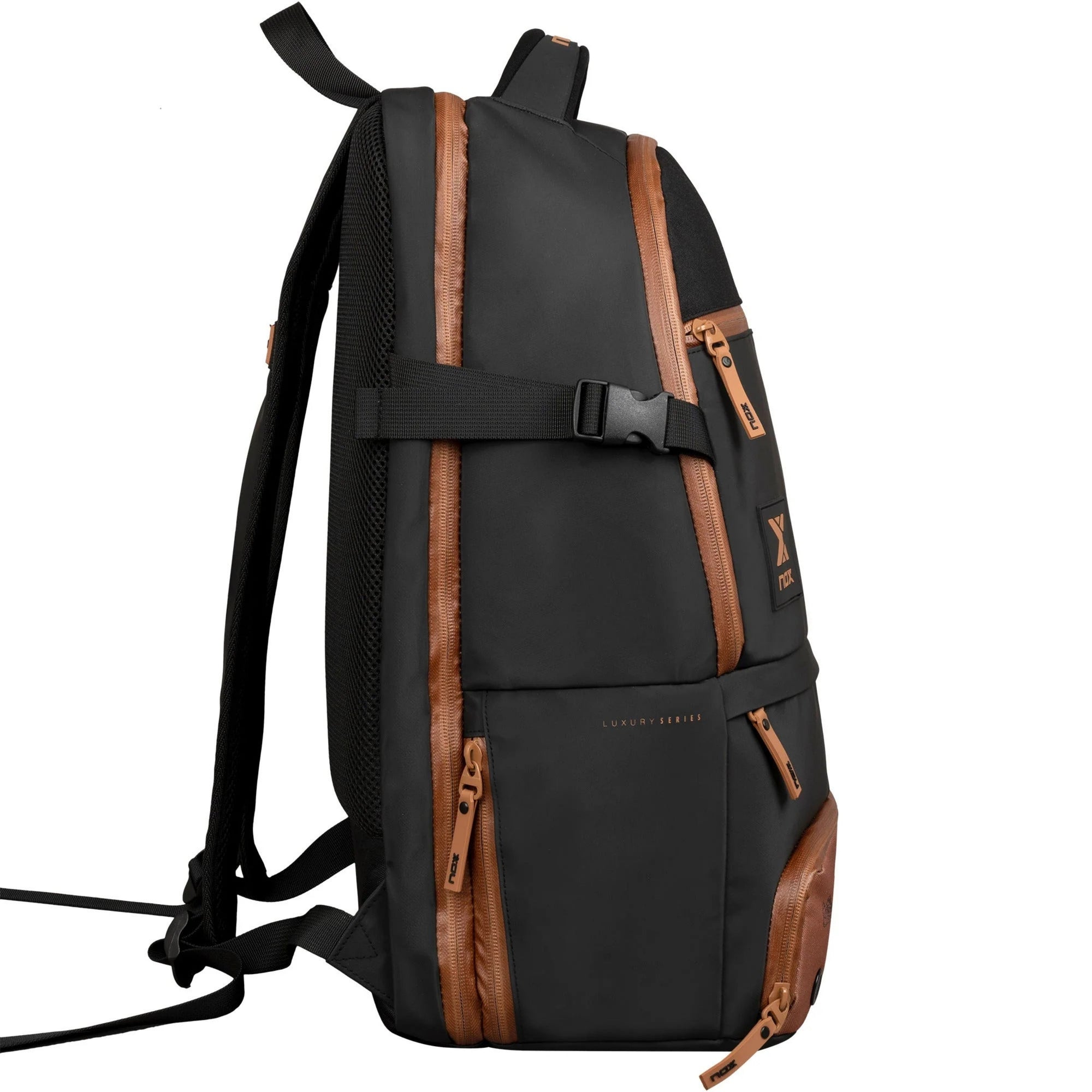 NOX Luxury Open Series Backpack - Black/Brown - Side