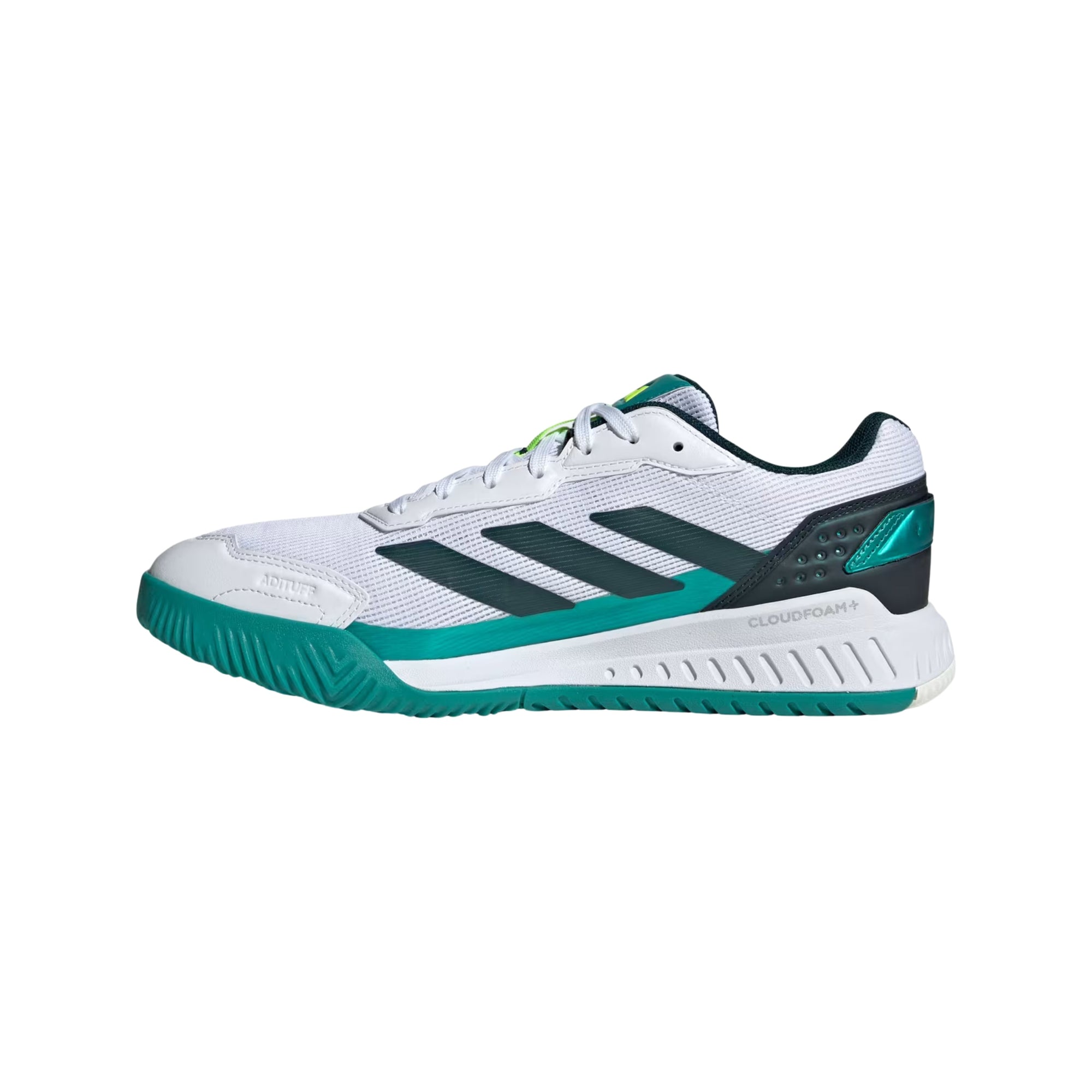Adidas Courtquick Padel Shoes - White/Aurora Ivy - Side
