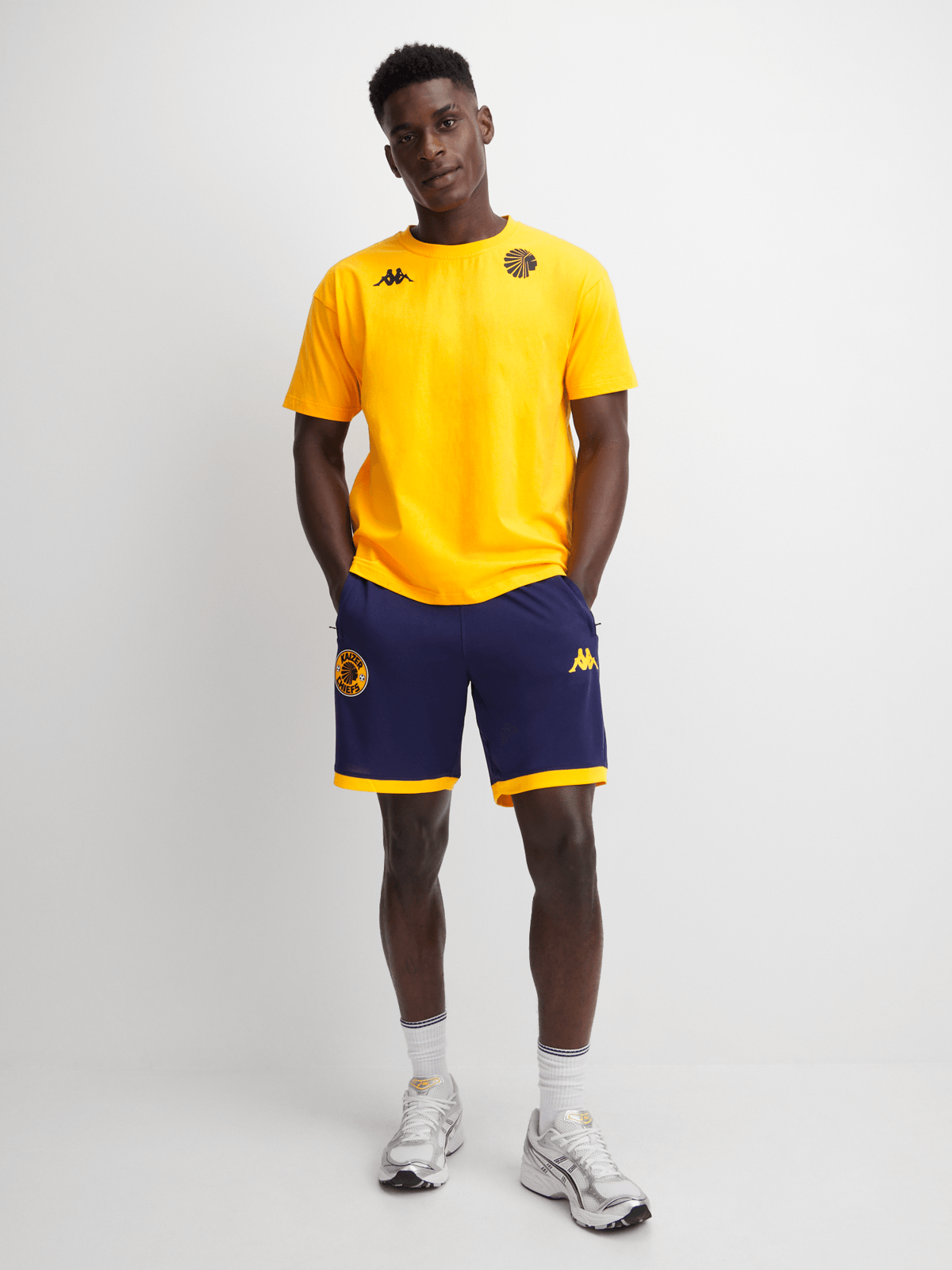 Kappa Men's Kaizer Chiefs Amemod Yellow Short Sleeve Cotton Fan Tee