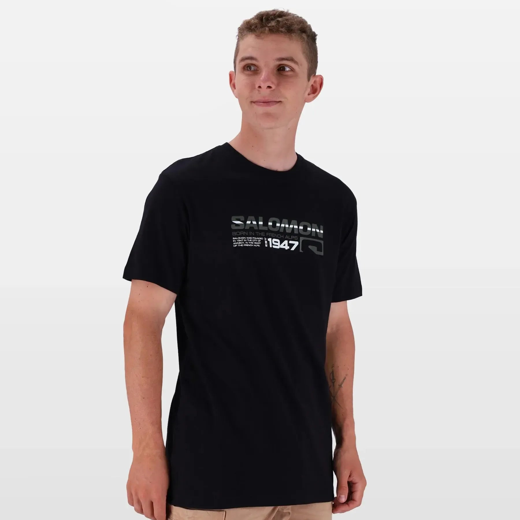 Salomon Crossing Paths Men's Comfort Cotton Graphic Short Sleeve T-Shirt Black