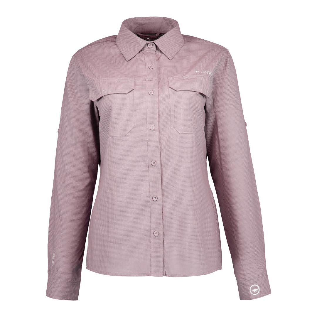 Durable Hi-Tec Ladies Long Sleeve Bush Shirt: UV50, Quick-Dry, Vented for Outdoor Adventures
