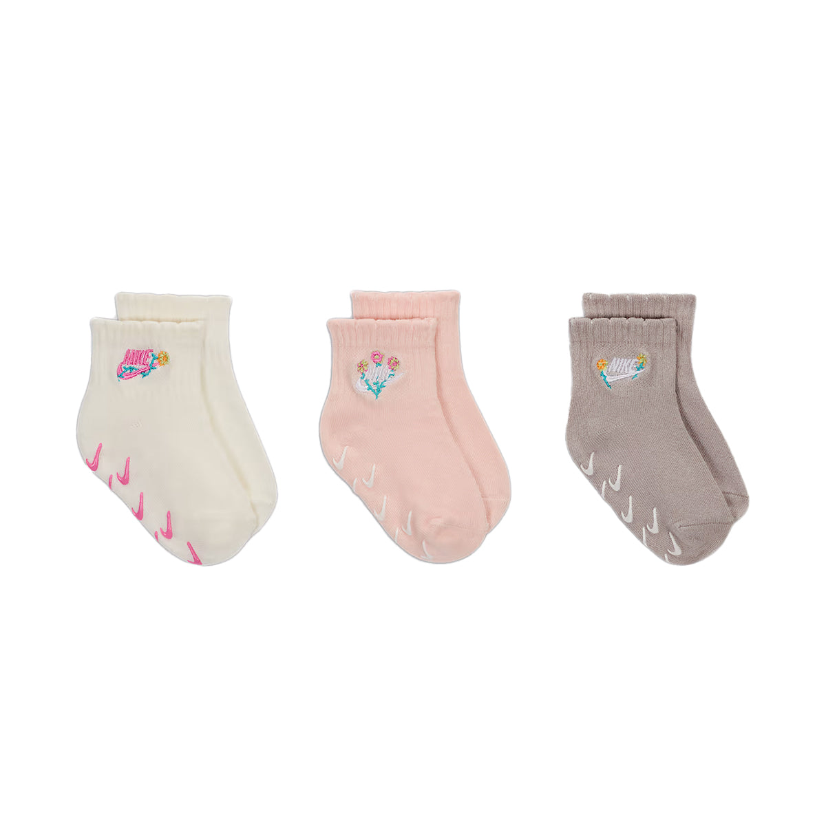 NHG Nike Girls 3 Pack Flowral Socks - Sail