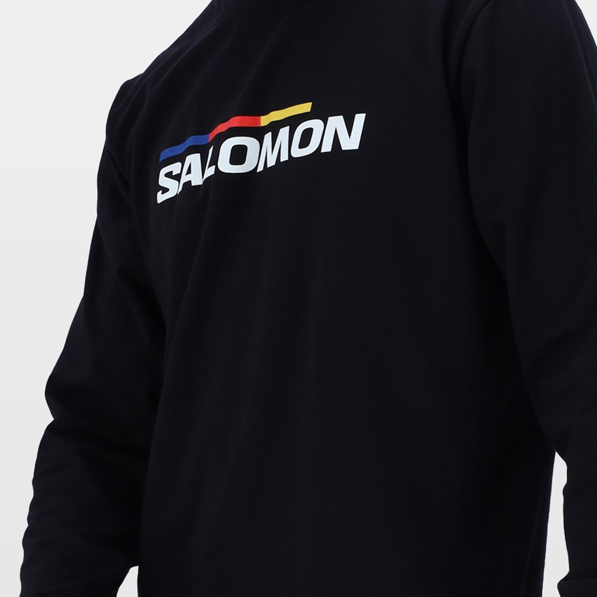 Salomon Men's Long Sleeve Racer T-Shirt: Performance Cotton, Front Logo Graphic