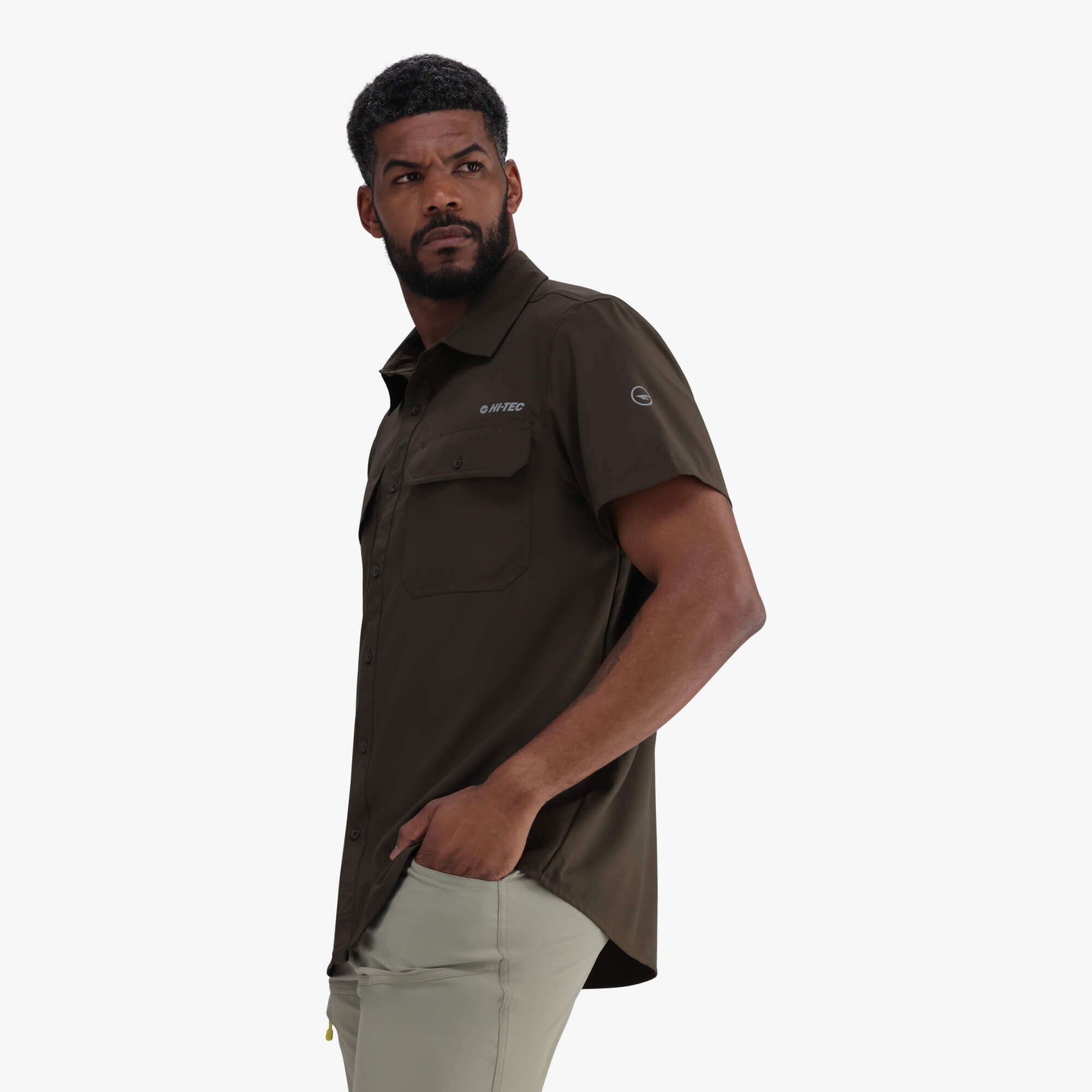 Hi-Tec Men's UV50 Quick-Dry Comfort Stretch Outdoor Short Sleeve Bush Shirt