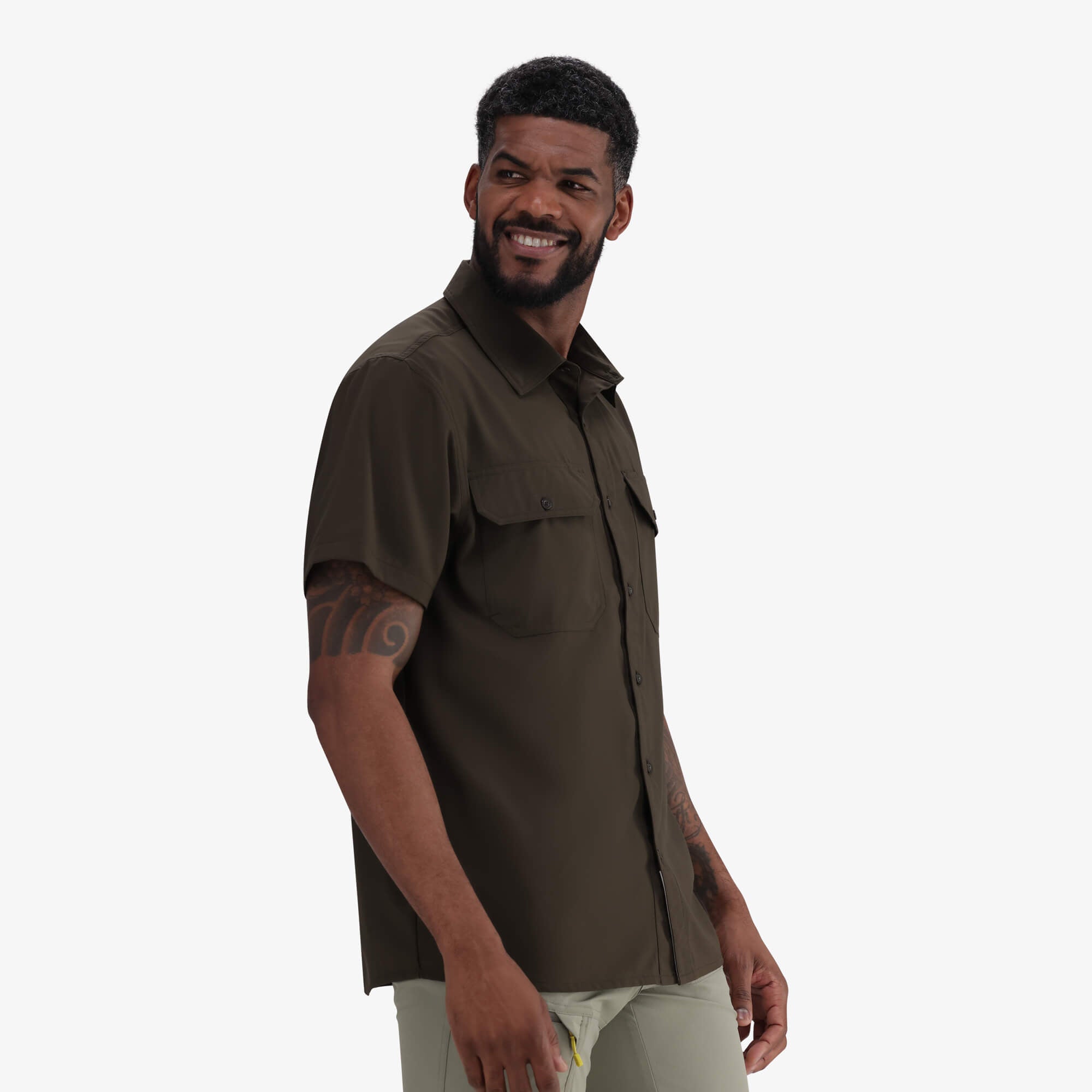 Hi-Tec Men's UV50 Quick-Dry Comfort Stretch Outdoor Short Sleeve Bush Shirt