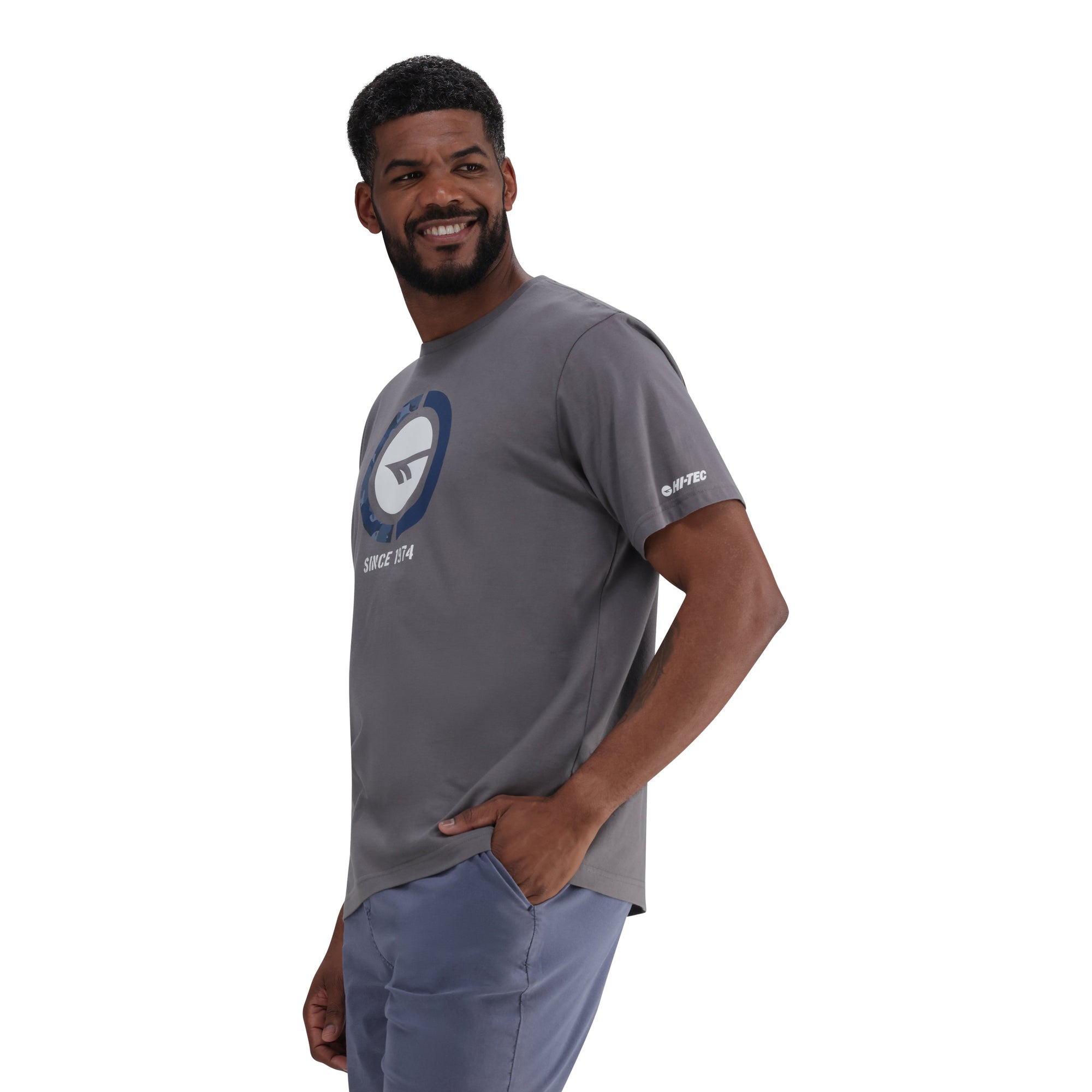 Hi-Tec 1974 Men's Cotton Graphic Tee - Classic Fit, Vibrant, Comfy Style