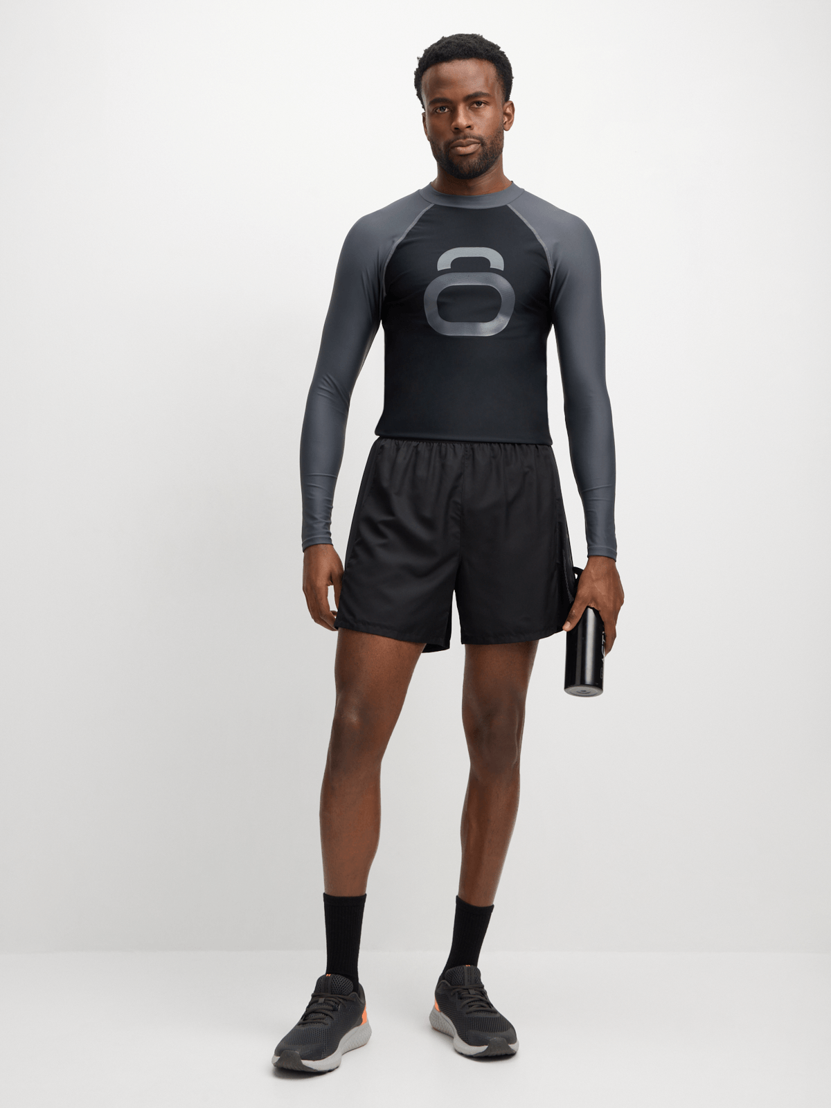 Adventure-Ready Men's Long Sleeve Grey/Black Rash Vest - UV & Anti-Chafe