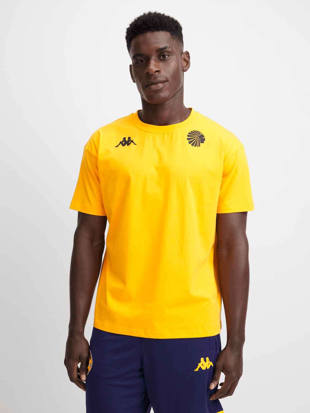 Kappa Men's Kaizer Chiefs Amemod Yellow Short Sleeve Cotton Fan Tee