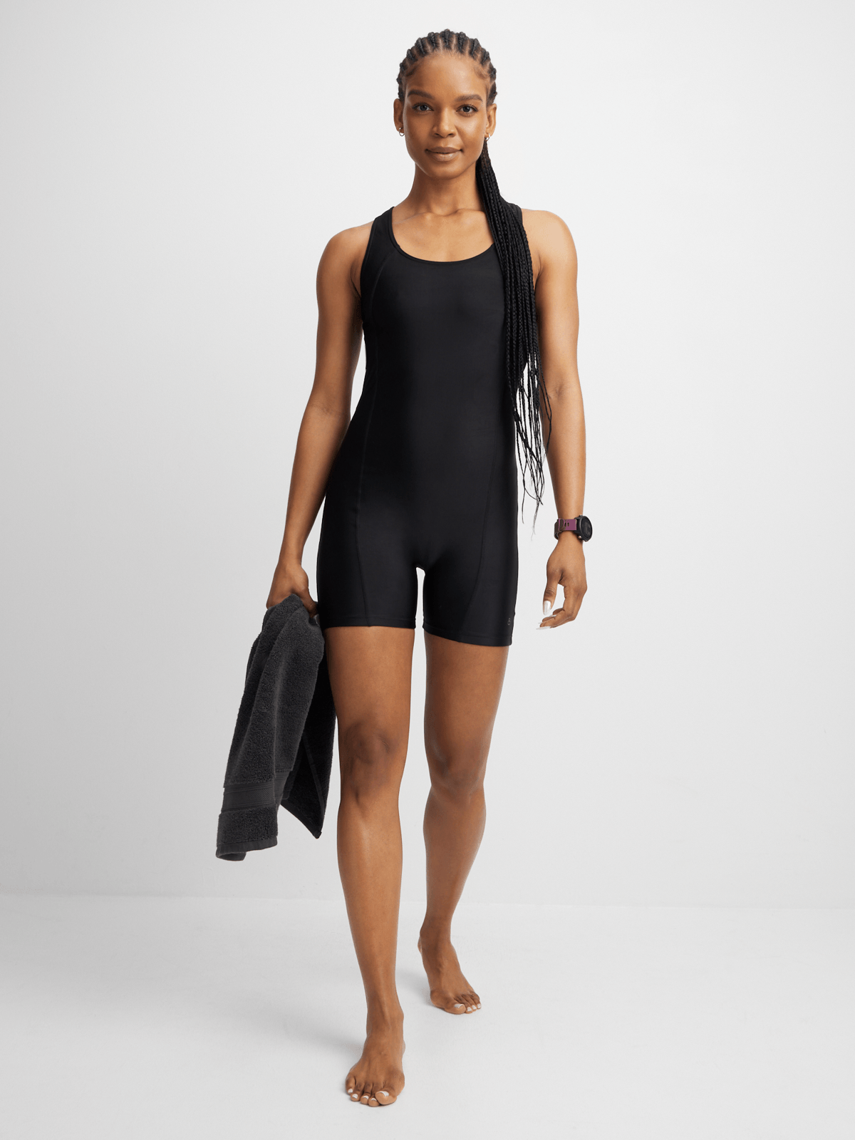 TS KB Women's Polyester Boyleg Black Swimsuit - Enhanced Comfort & Coverage