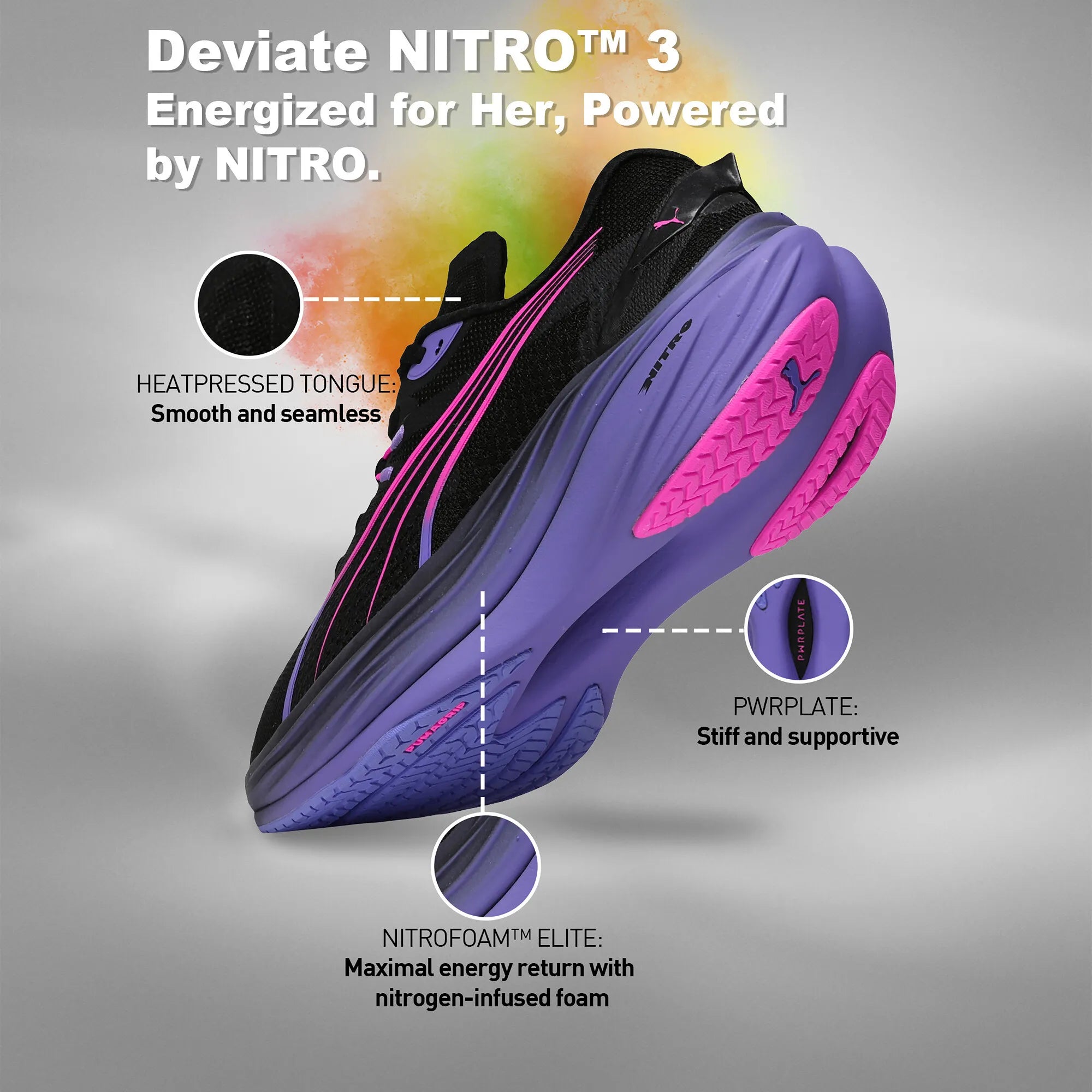 Puma Deviate NITRO 3 DIGITOKYO Black-Fluro Pink Pes Women